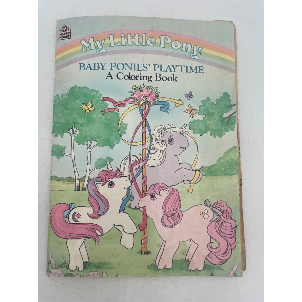 My Little Pony 1986 Baby Ponies Playtime Coloring Book Vintage Hasbro Art Pages